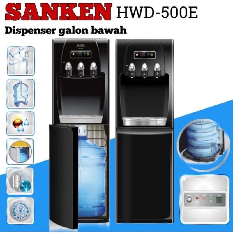 Sanken Dispenser Galon Bawah dengan Kompresor HWD-C500E / Dispenser Galin Bawah Sanken