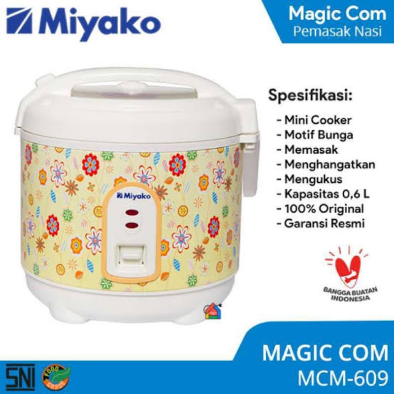 Magic Com mini Miyako serbaguna  0.6Liter MCM-609