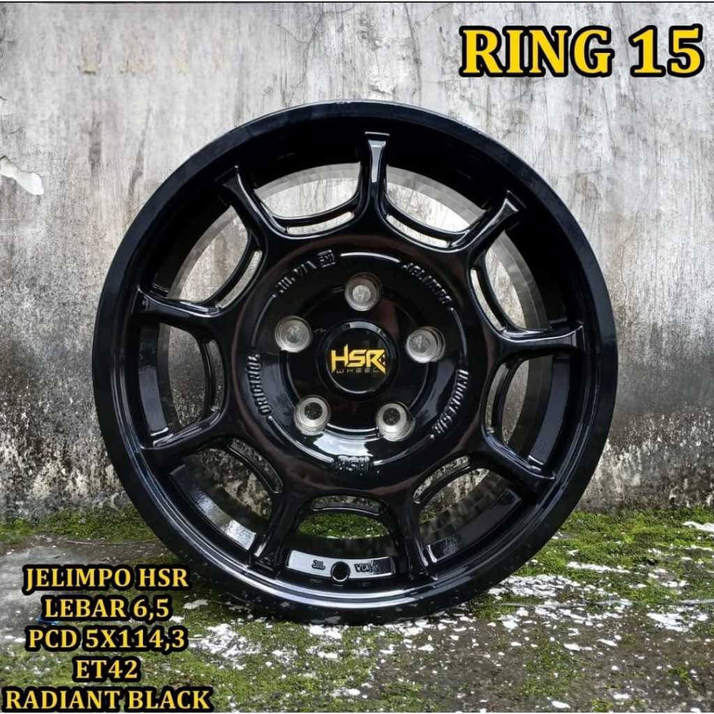 Velg mobil model rally ring 15 HSR JELIMPO baut 5x114,3 Black- Velg mobil grandmax Ertiga ring 15