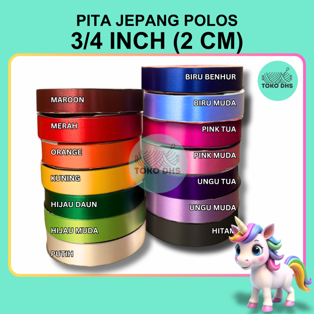 

Pita Kado Plastik Polos 3/4 inch (2 cm) / Pita Jepang