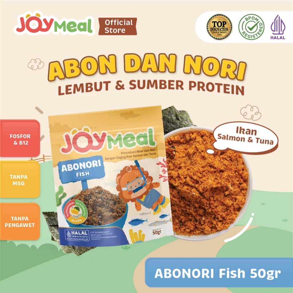 

JoyMeal ABONORI FISH 50gr | Perpaduan Abon dan Nori dengan Daging Ikan Salmon dan Tuna