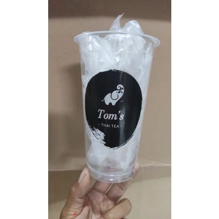 TERMURAH sablon gelas plastik cup ukuran 22oz datar free desain logo 1 warna