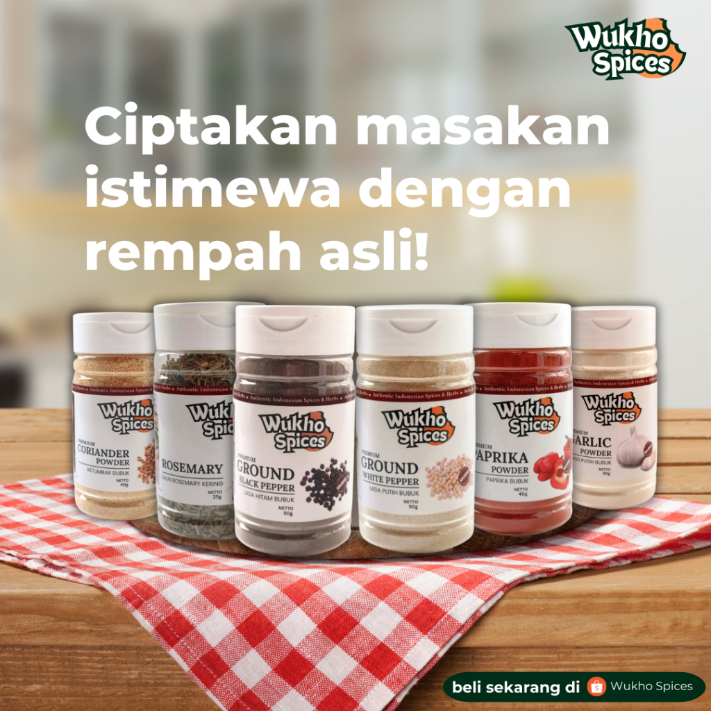 

Wukho Spices - Bumbu Dapur Bawang Putih / Lada Hitam / Lada Putih / Paprika / Ketumbar / Rosemary
