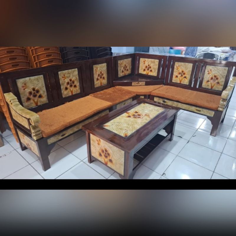Kursi Tamu sudut jati / kursi sudut/kursi tamu sudut asli jati