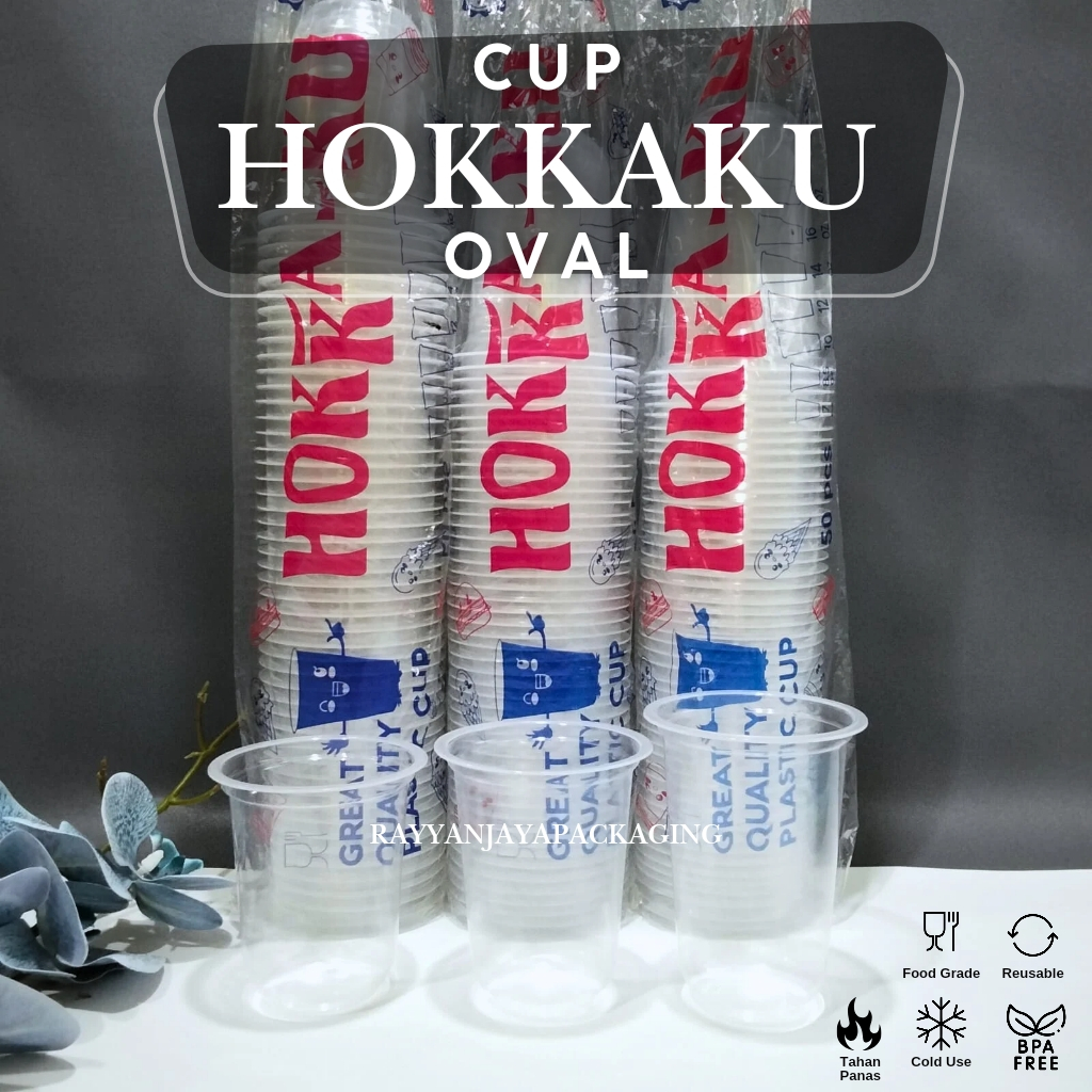 Gelas Cup Plastik Hokkaku Hokaku 12oz 14oz 16oz Oval / Gelas Plastik / Cup Plastik