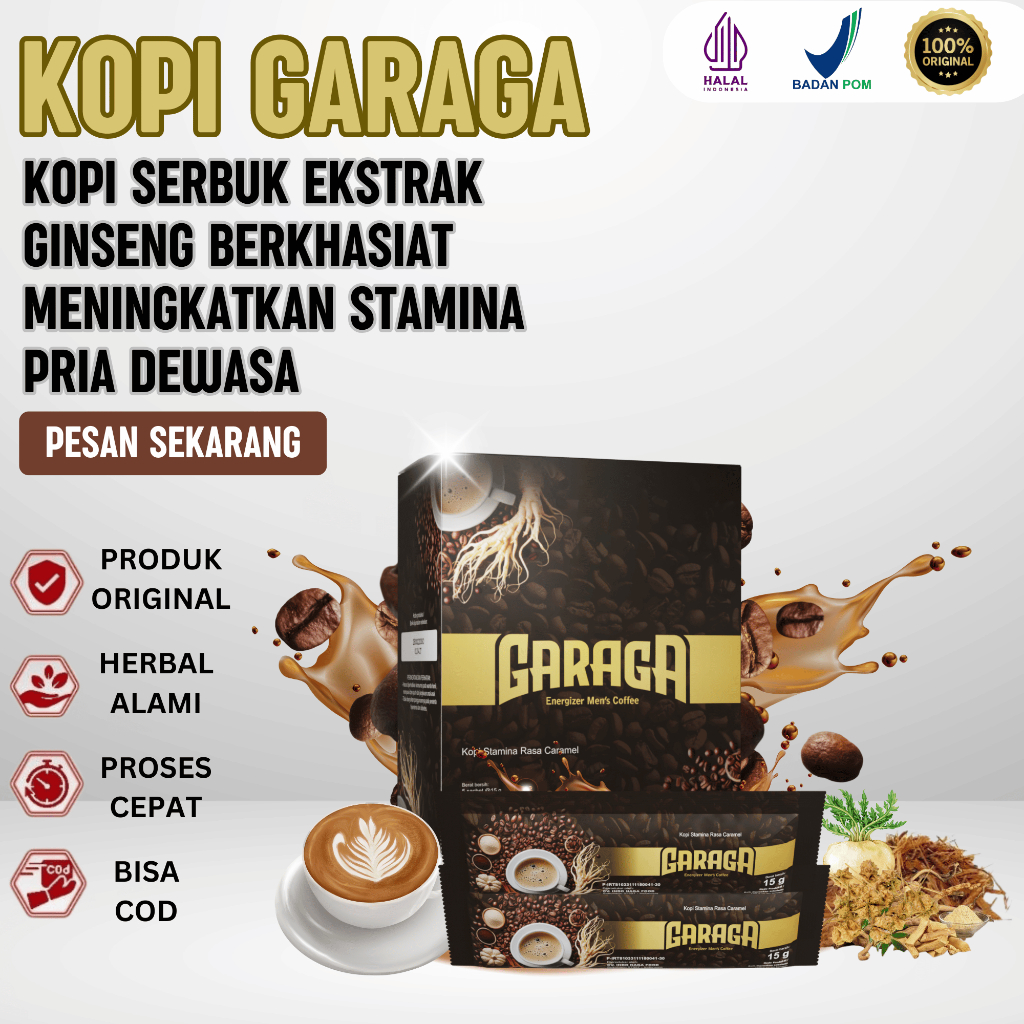 

KOPI STAMINA PRIA KUAT TAHAN LAMA ORIGINAL KOPI GARAGA MINUMAN EXTRA GINGSENG ASLI BPOM & HALAL