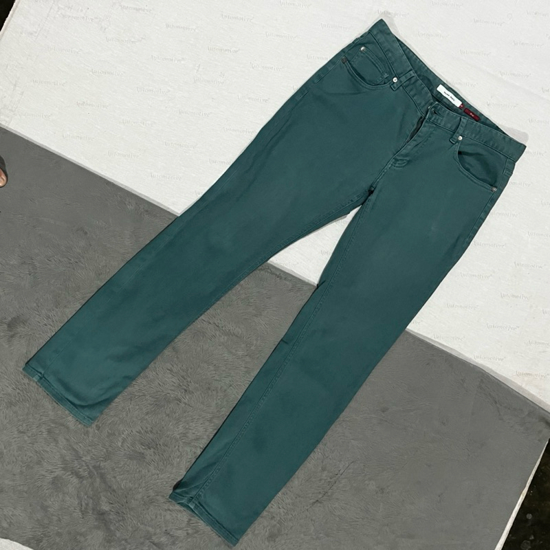 Celana Jeans Slim Polham hijau jungke second original