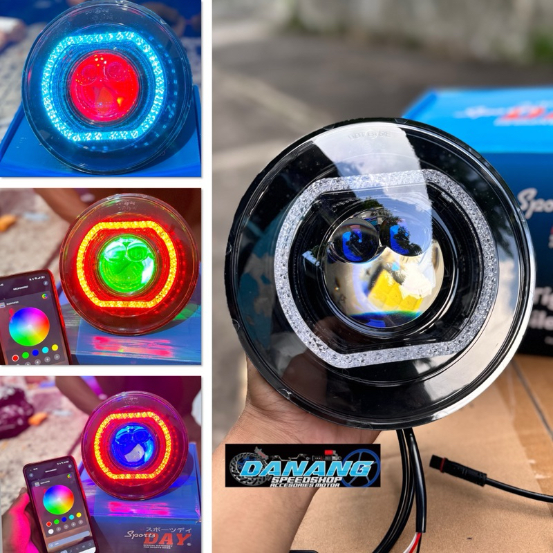 Lampu Biled Laser Sports Day RGB 3inch Diameter 7 inch PNP Batok Ninja Vixion Megapro Tiger Lama Sco