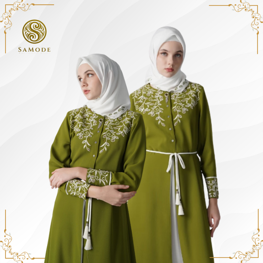 Hikmat Abaya - A4599 Green | Hikmat Terbaru | Hikmat Collection | Abaya Elegan