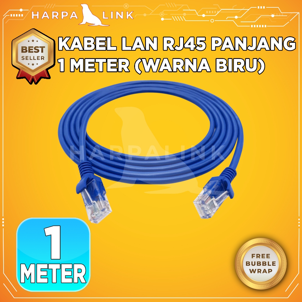 Kabel LAN RJ45 1 Meter 8Pin CAT 5E Baru Kabel LAN Biru / Kabel LAN Cat5e UTP 1 Meter Pakai Kabel LAN