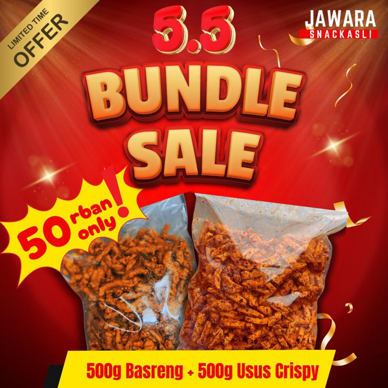 

(5.5 BUNDLE SALE) BASRENG & KRIPIK USUS - 1KG // Masing-masing 500gram
