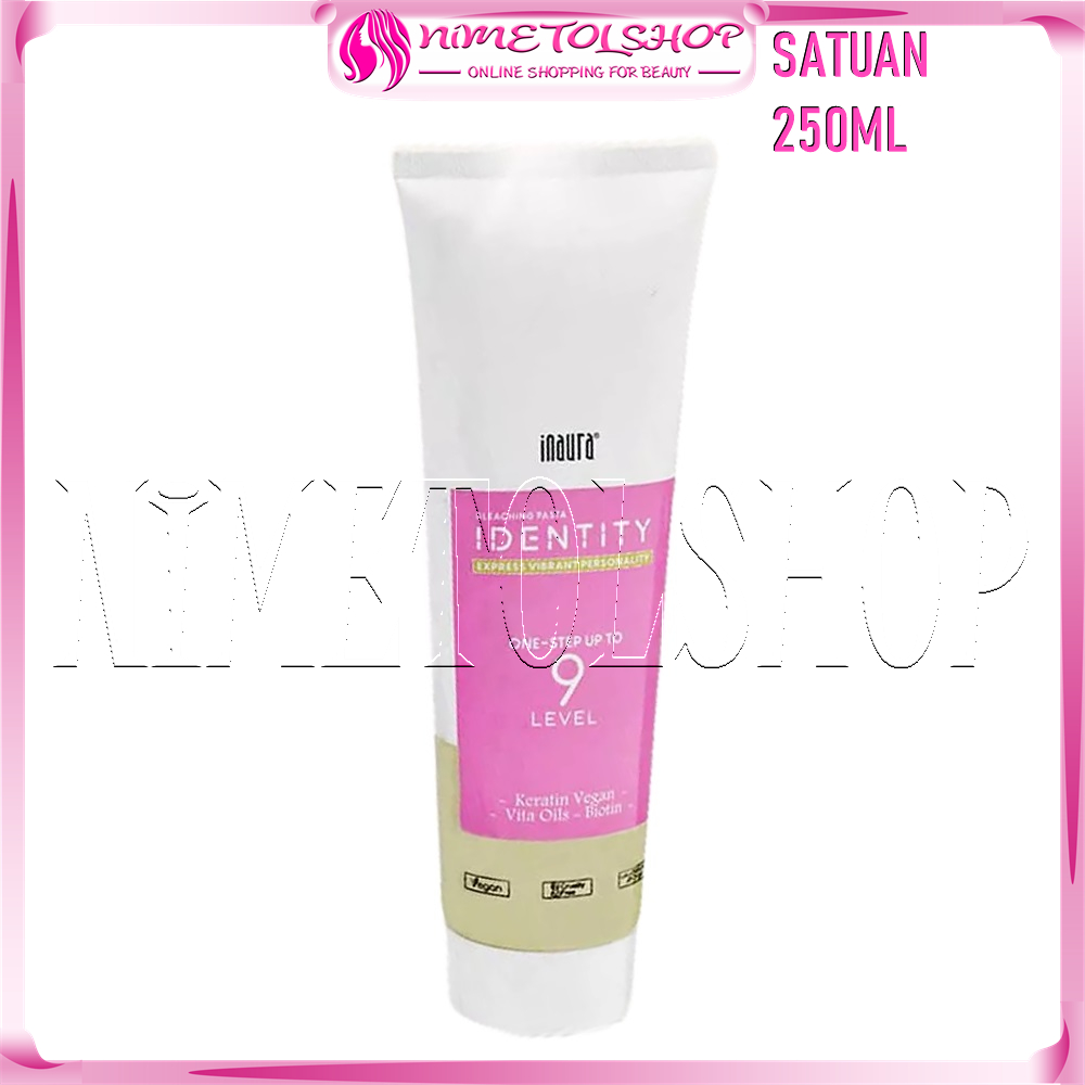 INAURA Identity Bleaching Pasta Level 9 250ml Keratin Vegan Biotin Hair Color Rambut Warna Oxidising