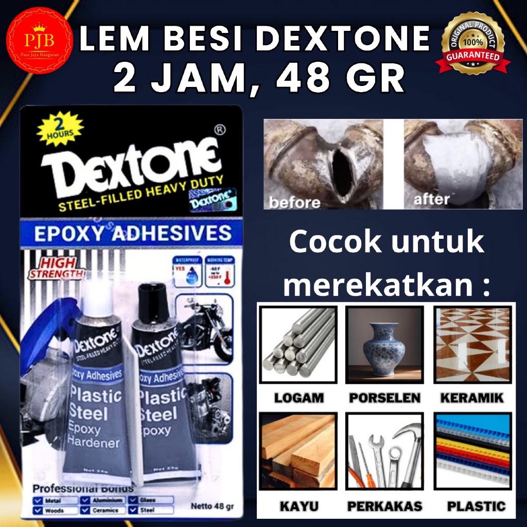 LEM EPOXY DEXTONE 2 JAM 48GR LEM BESI DEXTON 2 JAM KERING 100% ORIGINAL / ASLI / AUTHENTIC