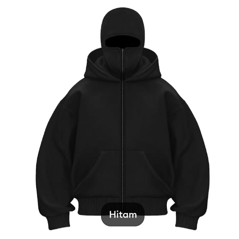 Hoodie zipper distro Balaclava#NewEra Sweater tebal musim dingin unisex 1pc.