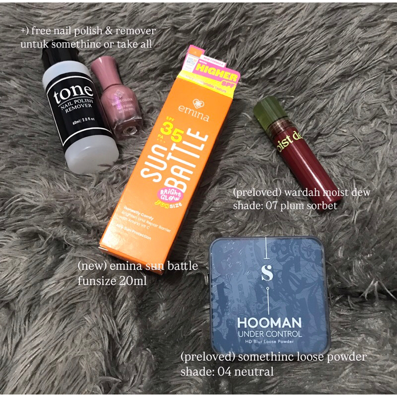 somethinc hooman loose powder wardah moist dew tint emina sun battle fun size