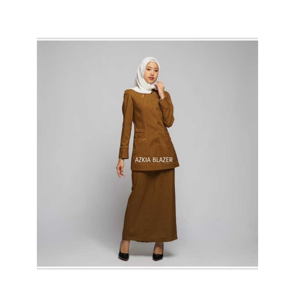 Seragam pns baju blazer wanita terbaru polyester premium stretch import azkia blazer Khaki