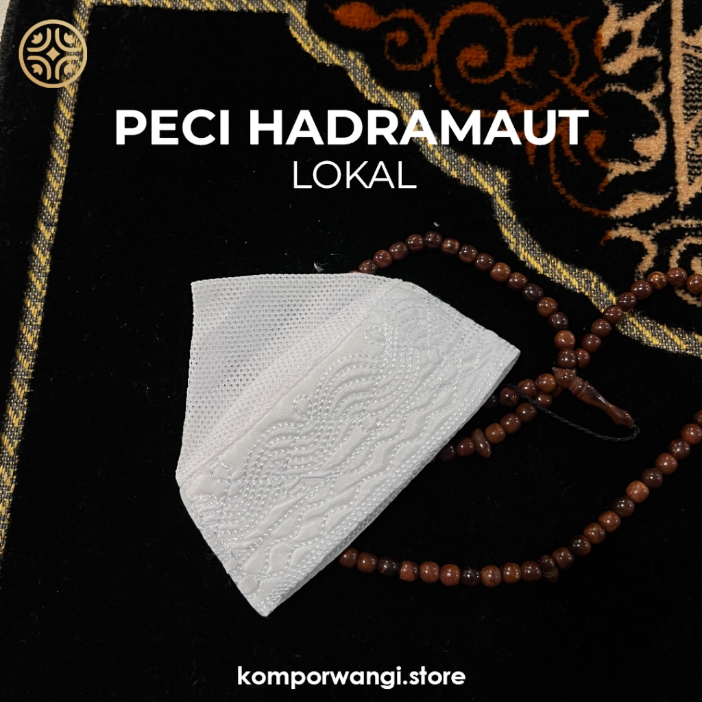 Peci Hadramaut Lokal / Kopyah Hadramaut Yaman Warna Putih