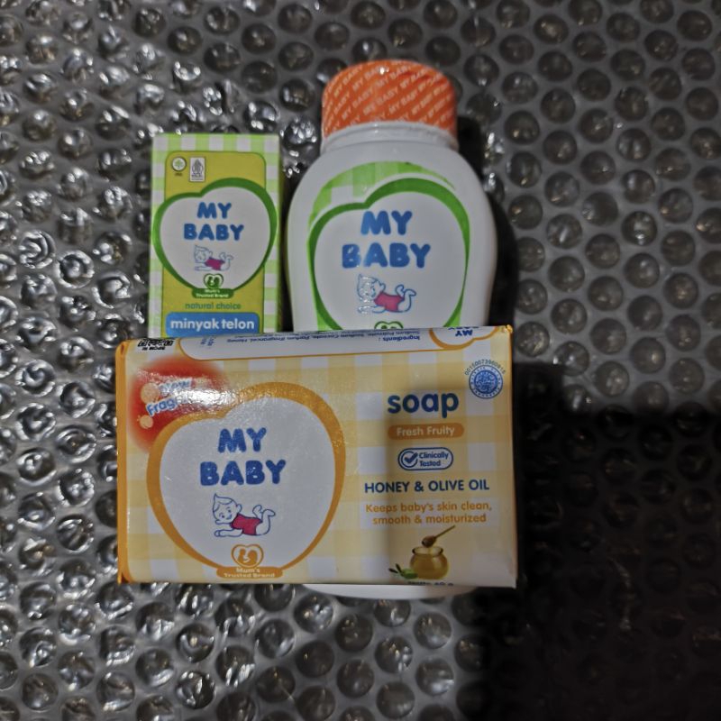 PAKET HEMAT UNTUK BAYI ISI MINYAK TELON MY BABY 30ML + BEDAK MY BABY 50GR + SABUN MY BABY 60GR