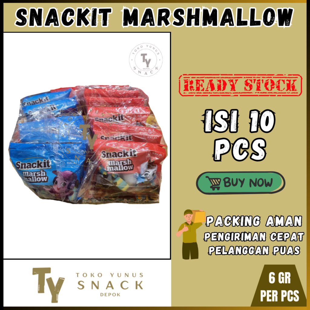 

SNACKIT MARSHMALLOW PACK ISI 10PCS @6GR