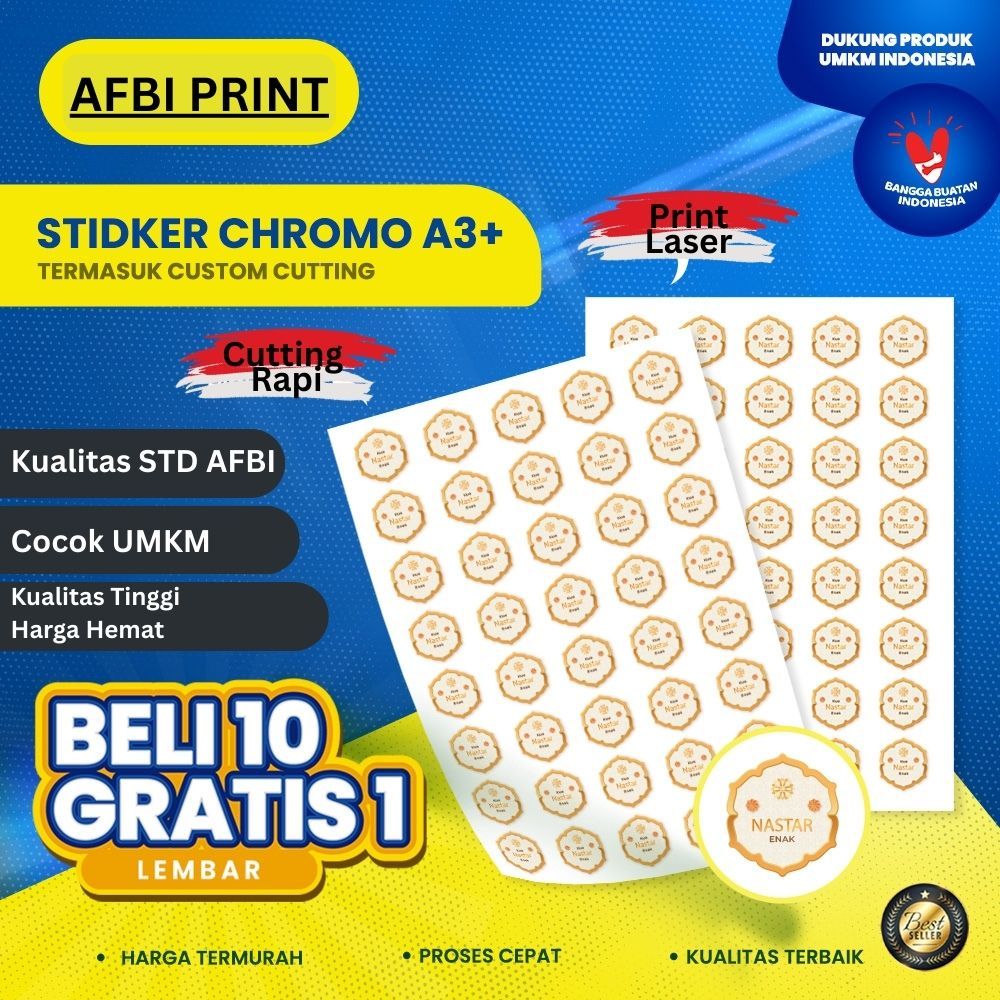 

Cetak Stiker Cromo Sehari Jadi | Sudah Termasuk Cutting Kiss Cut | Custom Label Sticker Murah | Stiker Logo - Afbi Print