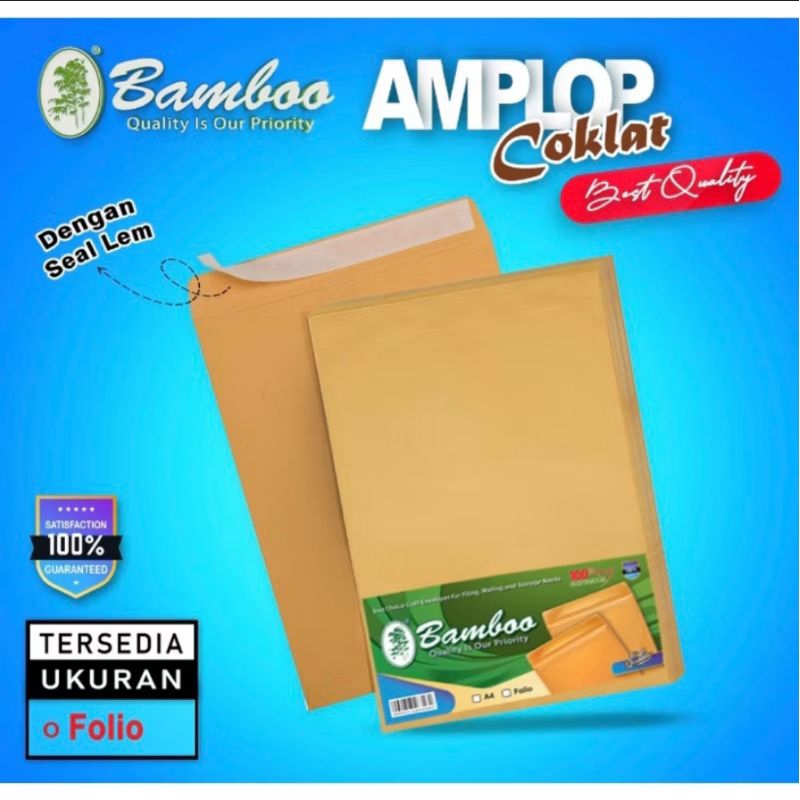 

Termurah Amplop Coklat polos Folio Seal/Lem (1pak/10pcs)