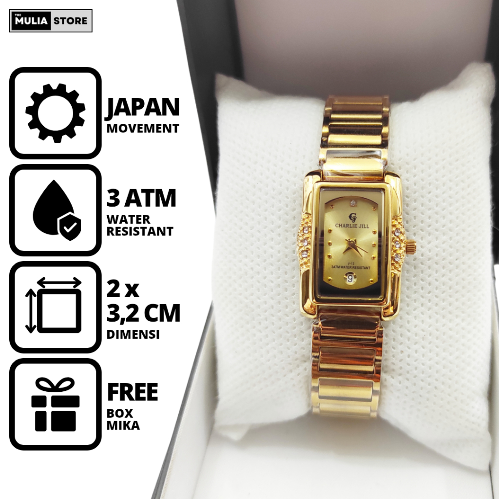 CHARLIE JILL Jam Tangan Wanita Charlie Jill J12 1953 L Tanggal Analog