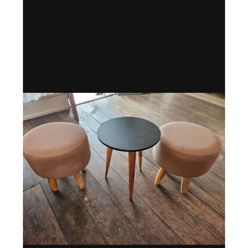 kursi stool bulat 1set (2 kursi+1meja)
