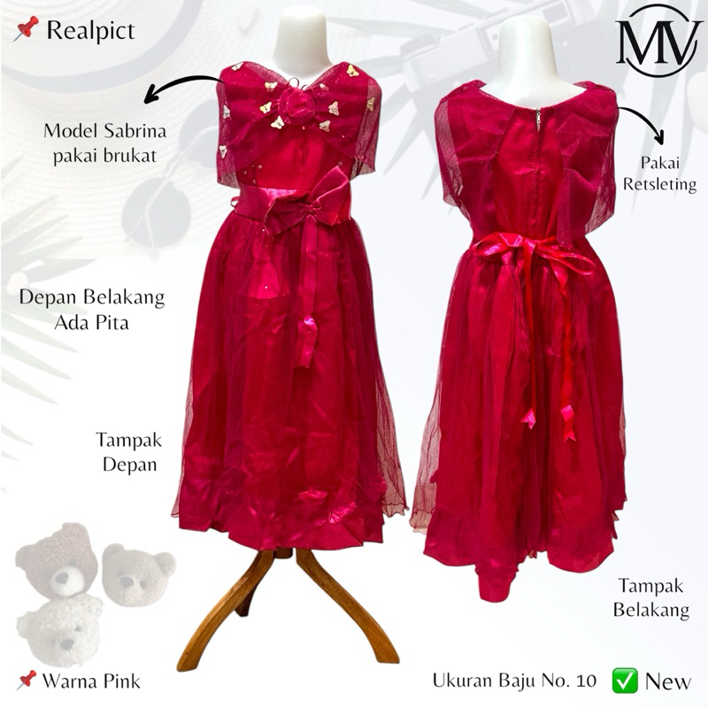 DRESS BROKAT PESTA ANAK PEREMPUAN MODEL SABRINA