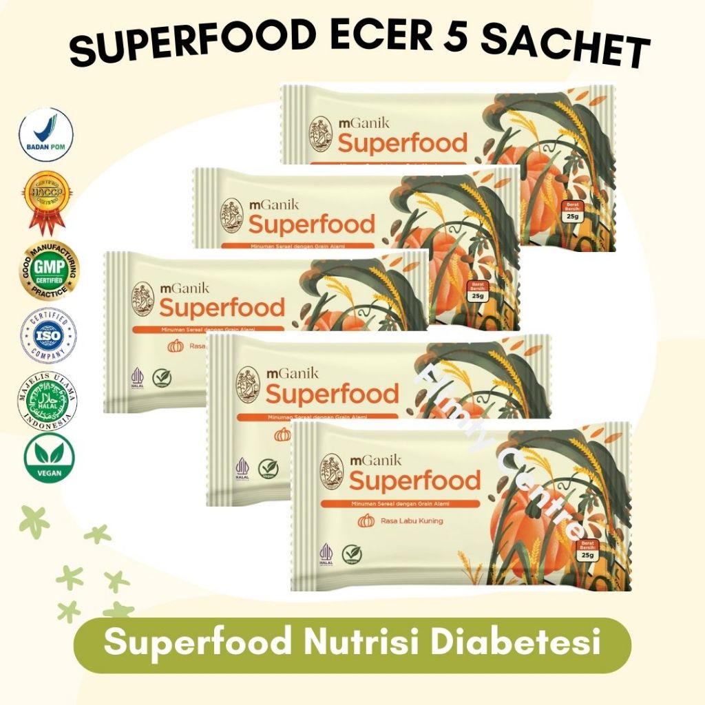 

(BEST SELLER) mGanik SUPERFOOD | Nutrisi Diabetesi | rasa Labu Kuning & Royal Kurma | BPOM ASLI