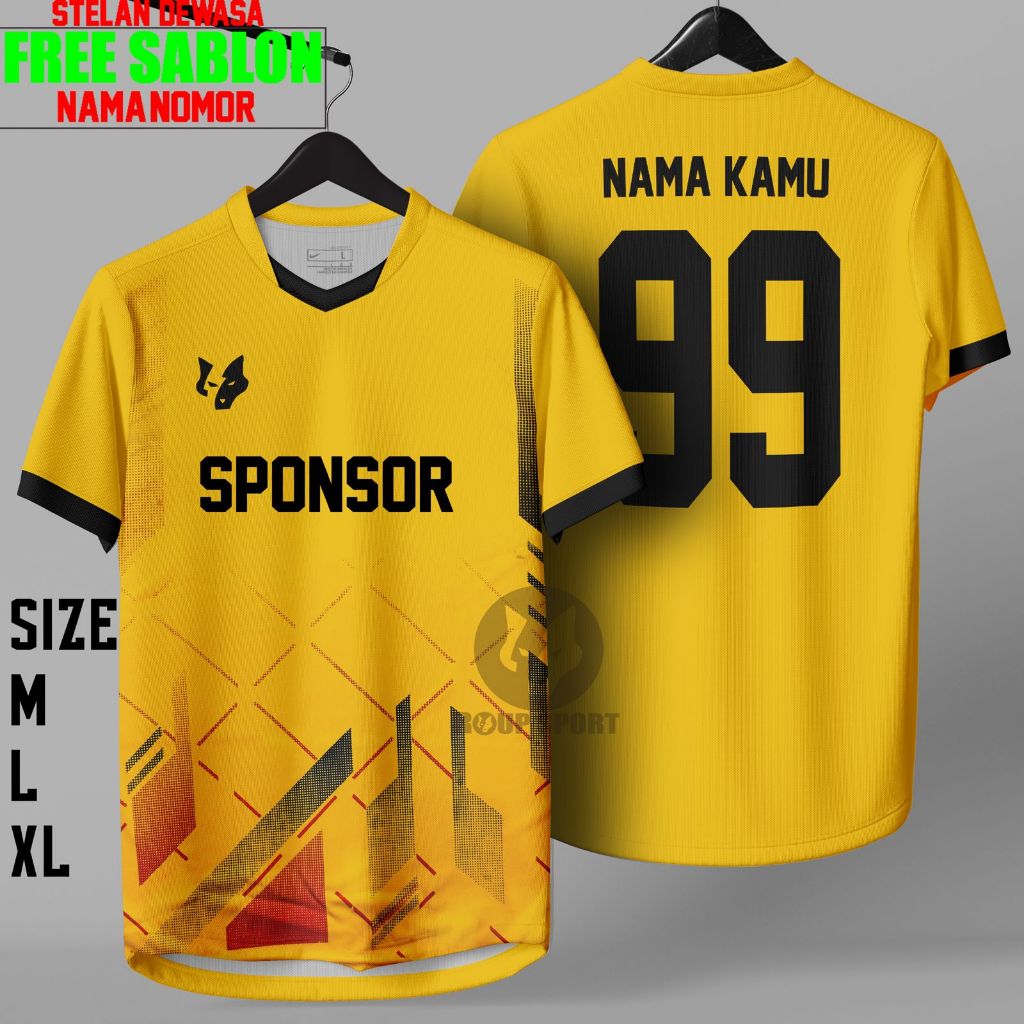 Baju Bola GRATIS SABLON Nama+Nomor Sponsor Jersey Futsal Volli Dewasa Pria Wanita Set Baju Celana / 