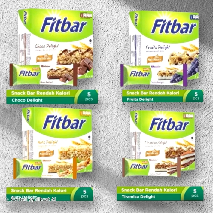 

Fitbar Cheese delight/Tiramisu delight/Fruits delight/Choco delight 1 Box (5 Bar @ 20 gr)