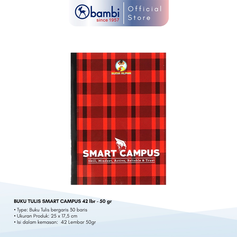 

Bambi x Suma Buku Tulis Smart Campus Isi 42 Lembar 50 Gram 1 PACK Original