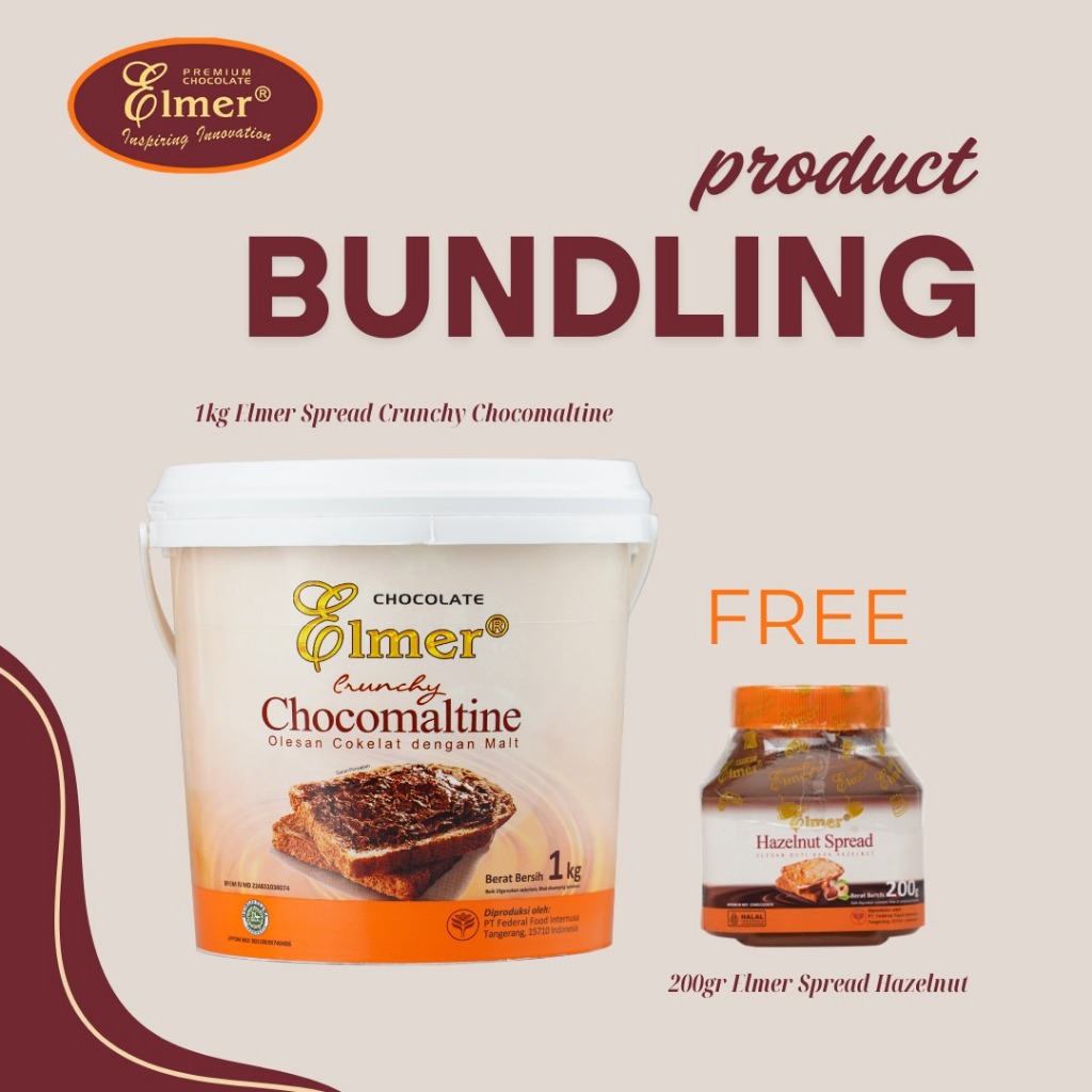 

FREE CHOCOHAZELNUT - Elmer Spread Crunchy Chocomaltine 1 kg | Selai Cokelat Krispy | Selai Olesan Rasa Cokelat