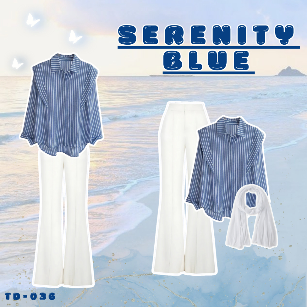 One Set Kemeja Dan Celana Cutbray Dengan Hijab Pashmina SET TD 036