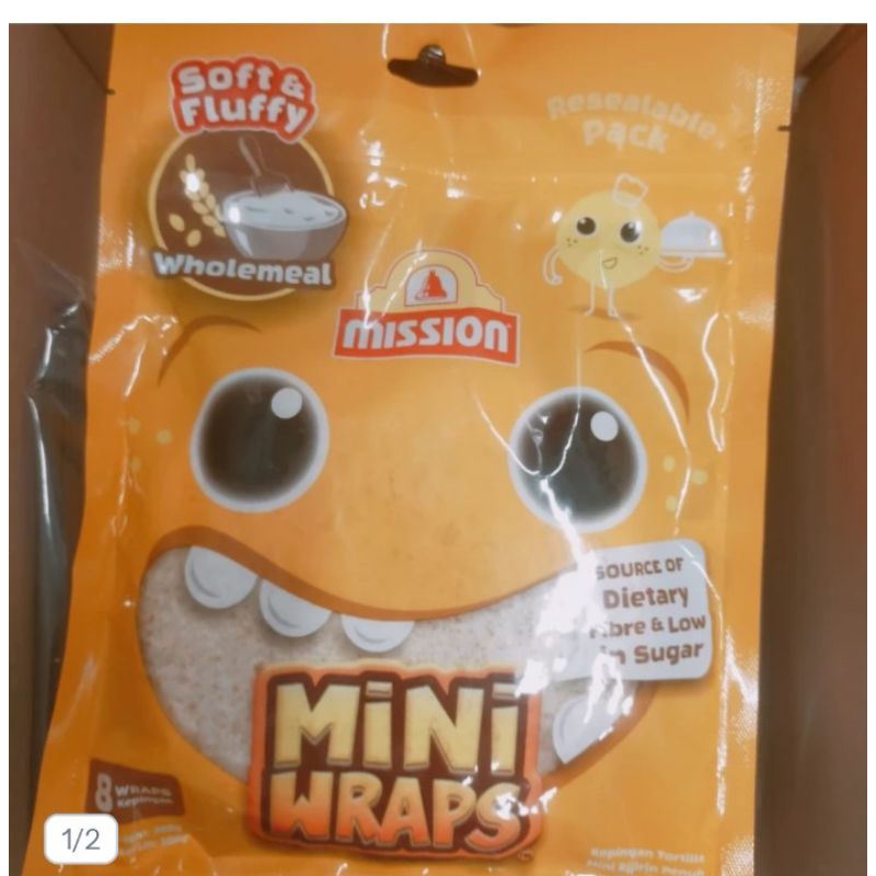 

mission wholemeal mini wraps tortilla kulit kebab gandum isi 8 pcs 300gr