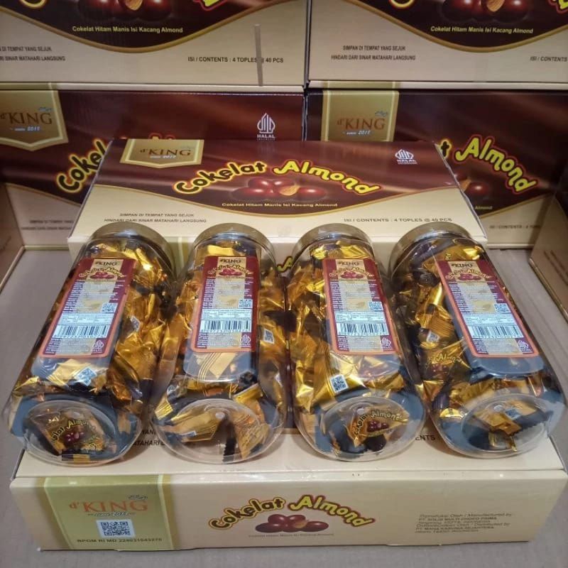 

coklat king almond 1 dust terdiri dari 4 toples