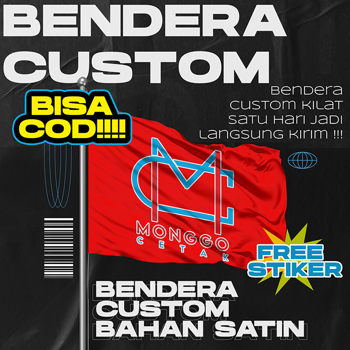 BENDERA CUSTOM SATIN | SATIN FLAG | 1 HARI JADIII | BAHAN SATIN Kain