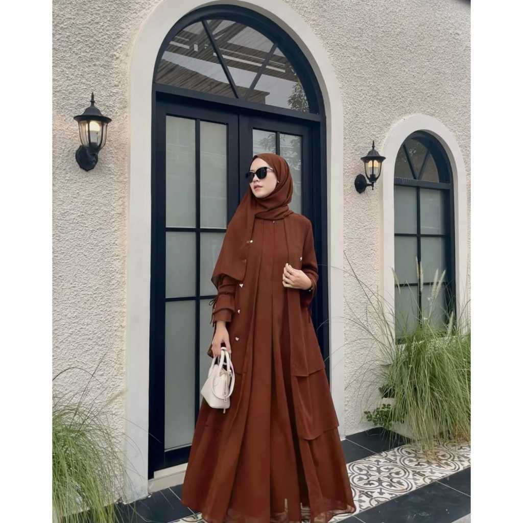 Diana Dress Lebaran Gamis Set Cardigan / Gamis Cardigan Set Kekinian