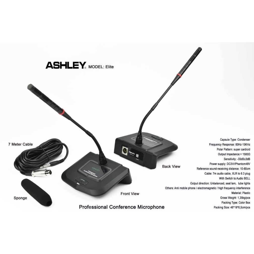 MIC MEJA KABEL ASHLEY ELITE ORIGINAL / Mikrofon Kabel Ashley Original
