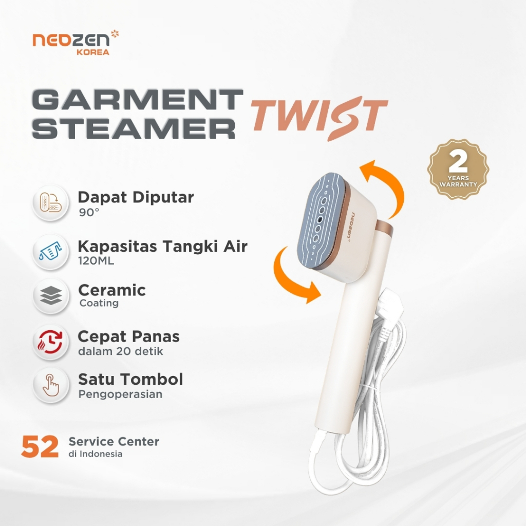 Neozen Garment Steamer Twist  - Setrika Uap Mini Travel Portable Steam Iron Multifungsi Low Watt
