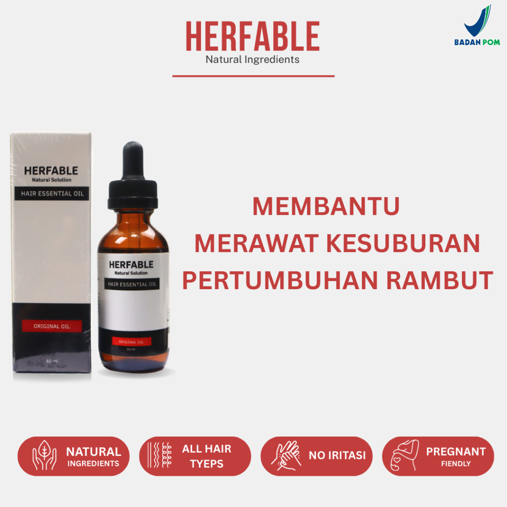 Herfable Hair Treatment Oil BPOM - Serum Penumbuh Rambut Rontok & Kebotakan