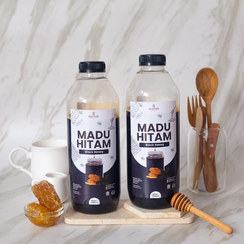 

Madu Hitam Black Honey 1000ml Asli Pahit Raw Murni Alami Natural Hutan Forest hibiscus food