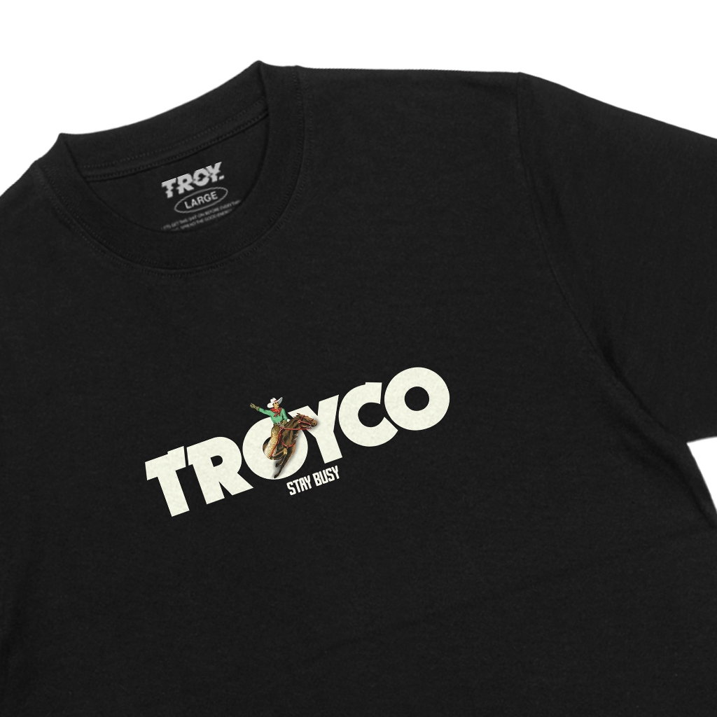 Troy Company Tshirt Black Cowboy - Kaos Pria Lengan Pendek Hitam MT 3115