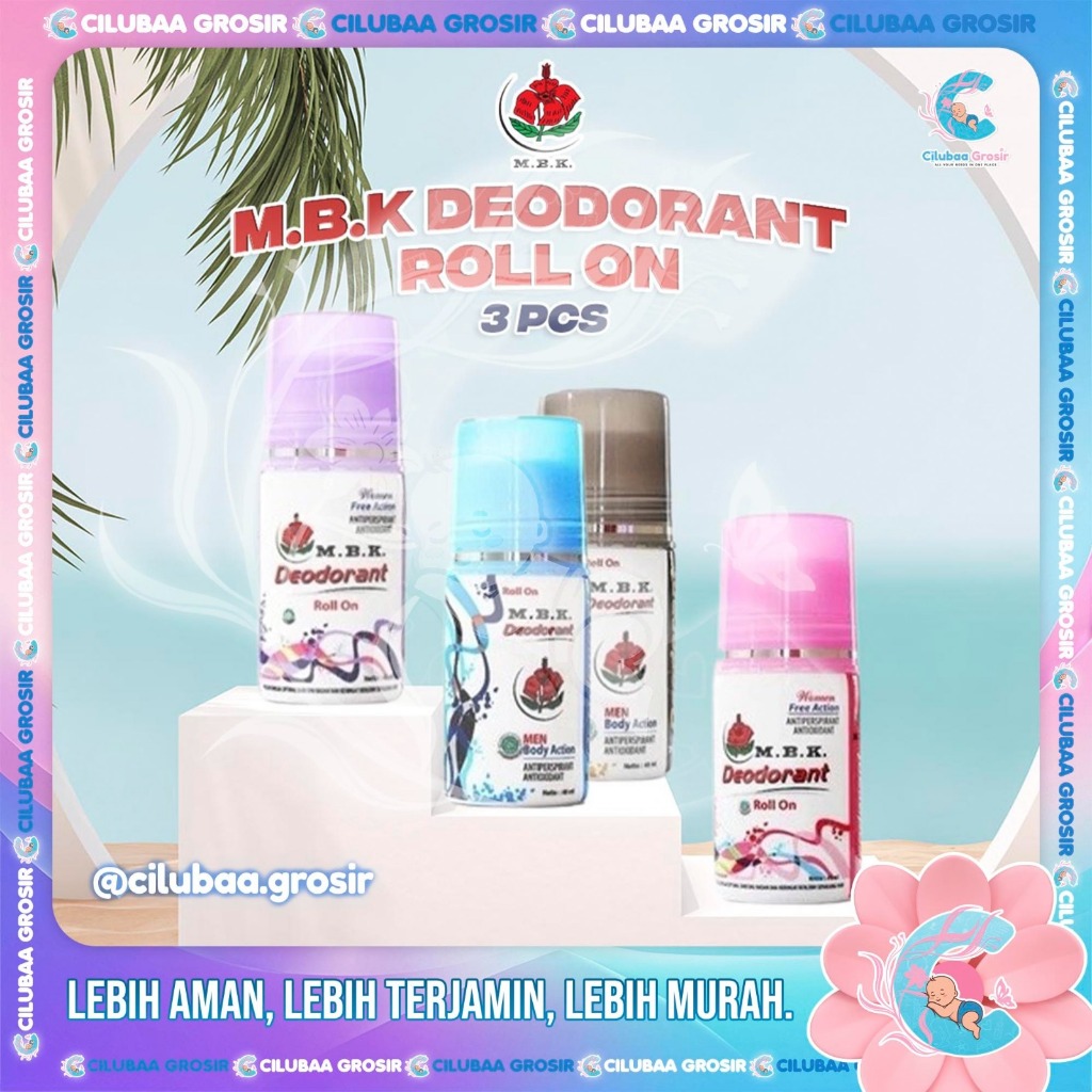 3 PCS M.B.K Deodorant Roll On 40ml Series || Triple Pack Deo Antiperspirant Lotion || Penghilang Bau