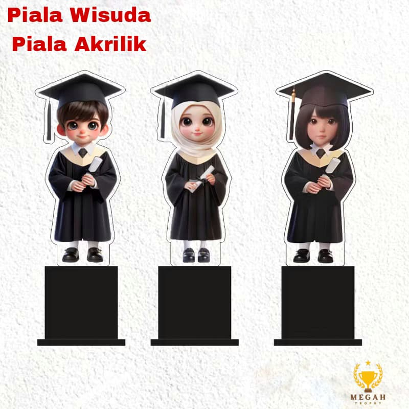 Piala Wisuda Toga Hitam Akrilik Custom