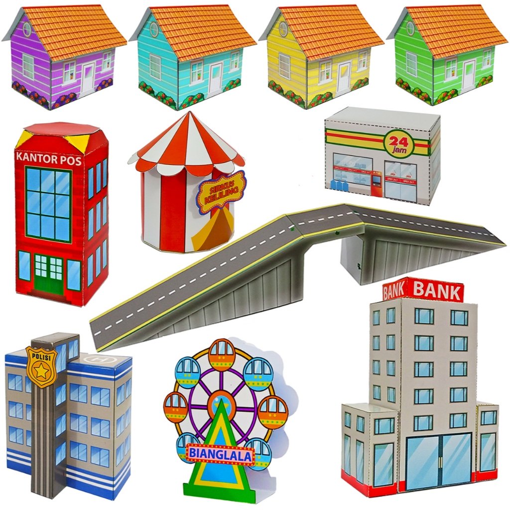 MAINAN DIY MINIATUR RUMAH GEDUNG BANGUNAN PAPER CRAFT DIORAMA