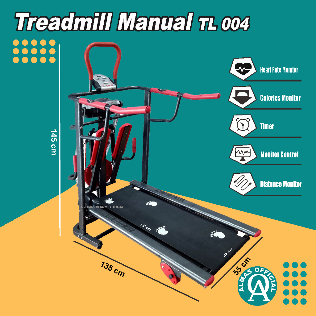 Treadmill Manual 7 Fungsi Alat Olahraga Fitness Gym Mesin Lari Di Tempat Rumahan Hemat Listrik