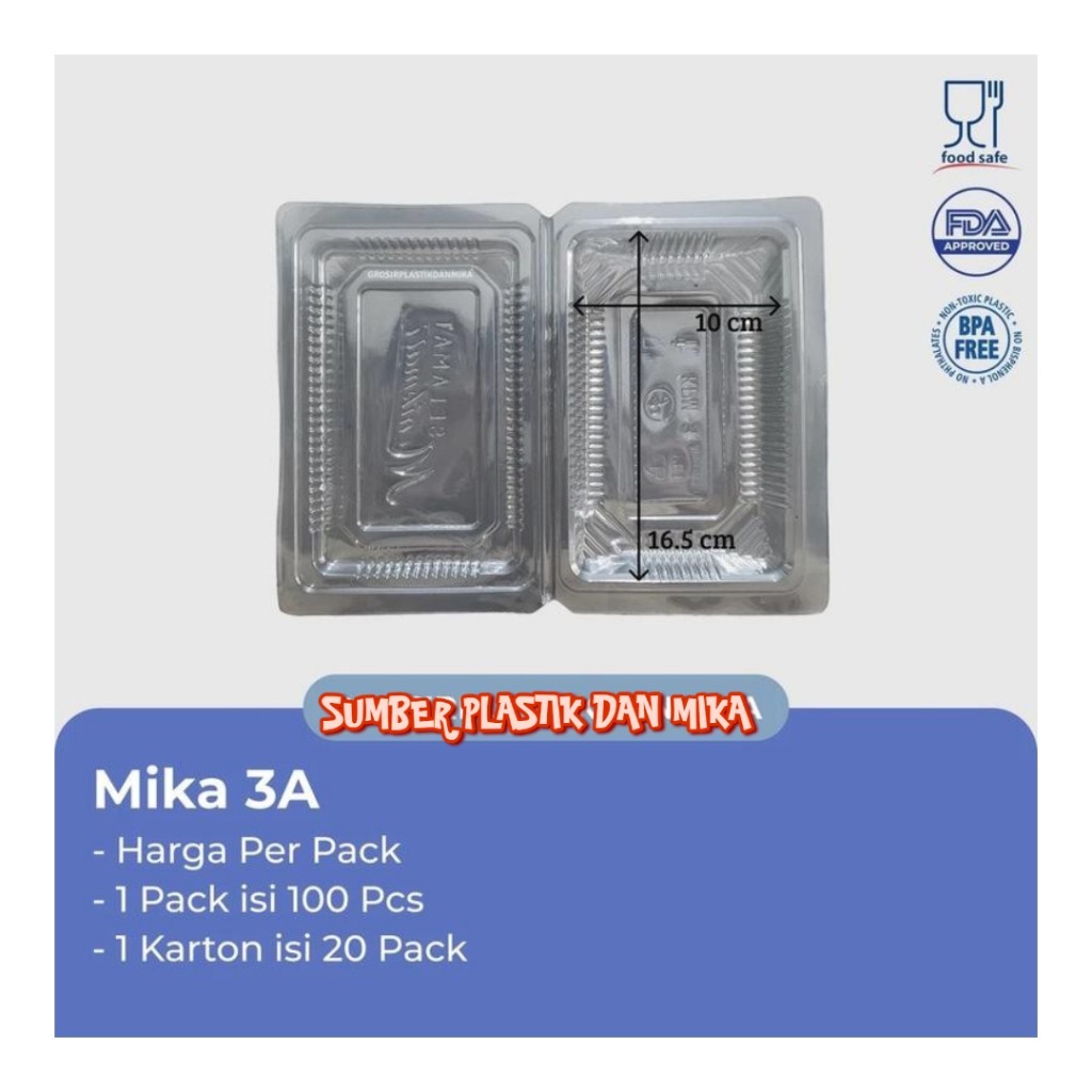 [  1 PACK ISI 100 PCS ] Mika Plastik Kue 3A / MIKA 3A Bening / Mika kue 3X / Mika Tempat Risol / Mik
