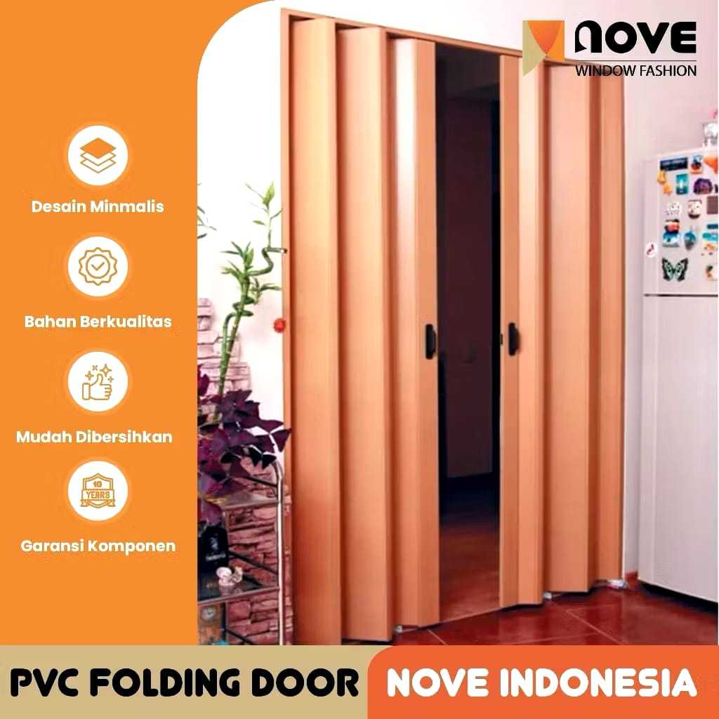 NARALYFE DECO - Nove Pvc Folding Door Motive Kayu - Ukuran Custom - Pintu Lipat - Pintu Lipat PVC Pa