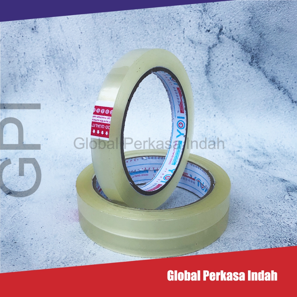 

YOI Tape Lakban OPP Tape Clear Lebar 12mm 24mm Panjang 72yard Tebal 45mic